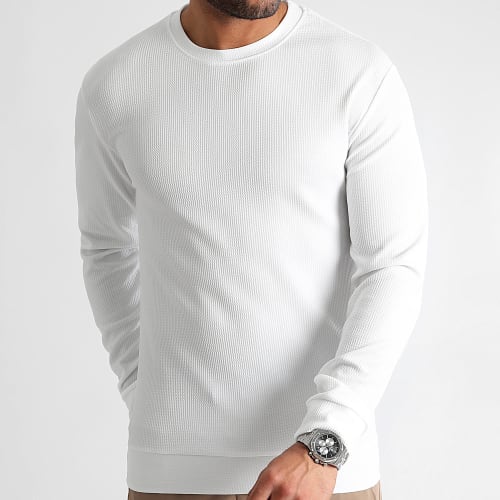 Lot De 2 Sweats Crewneck Texturé Waffle 0542 0543 Noir Blanc