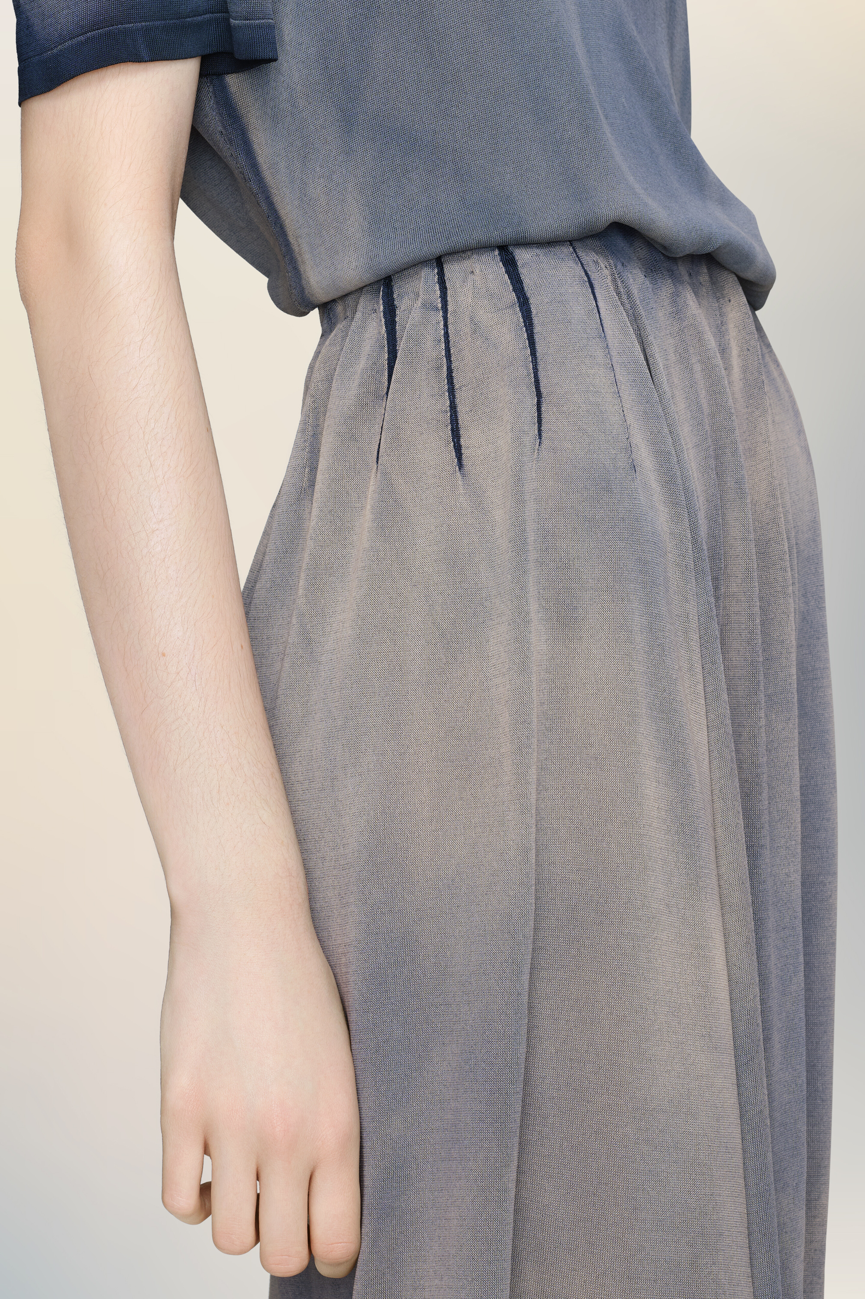 Jupe midi sun-faded bleue en viscose pour femme
