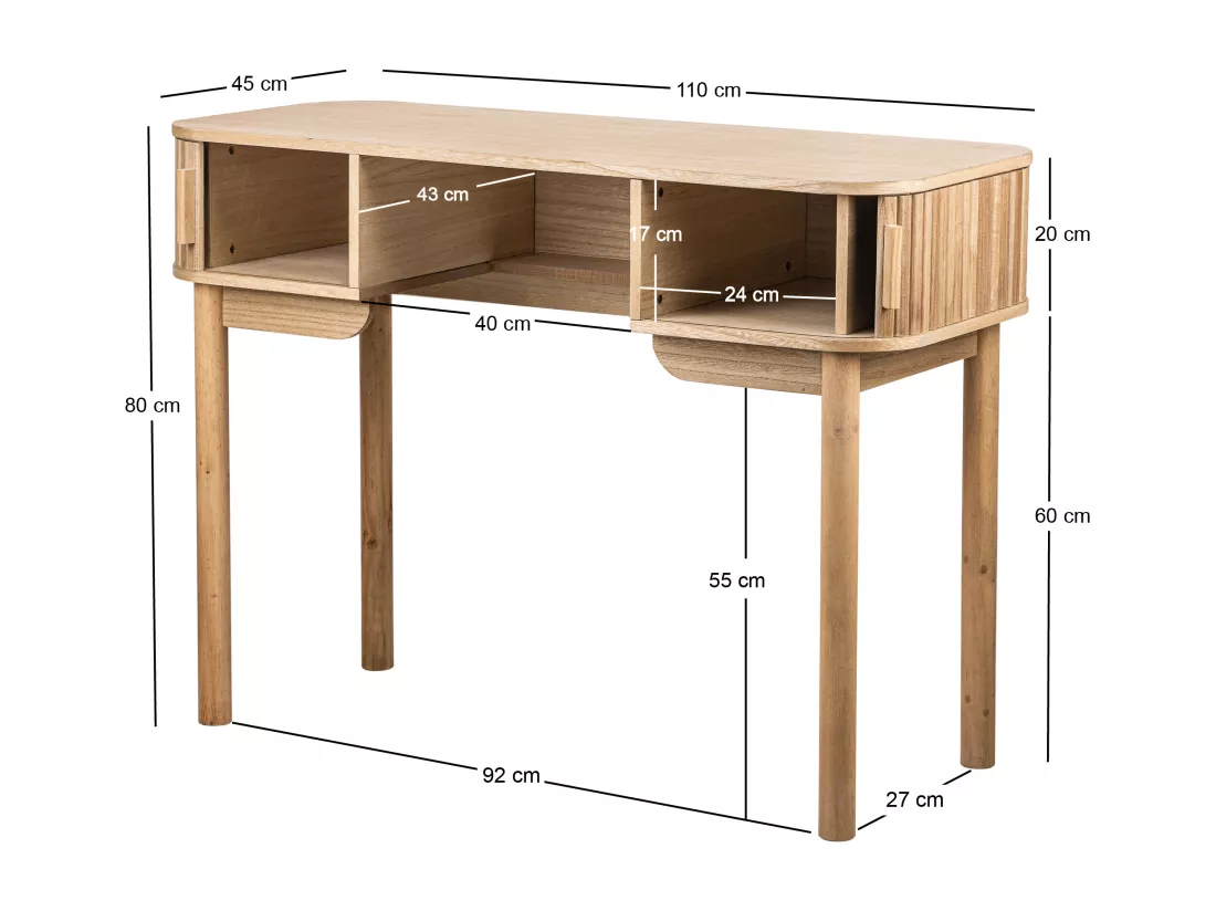Bureau 2 portes en bois de frêne