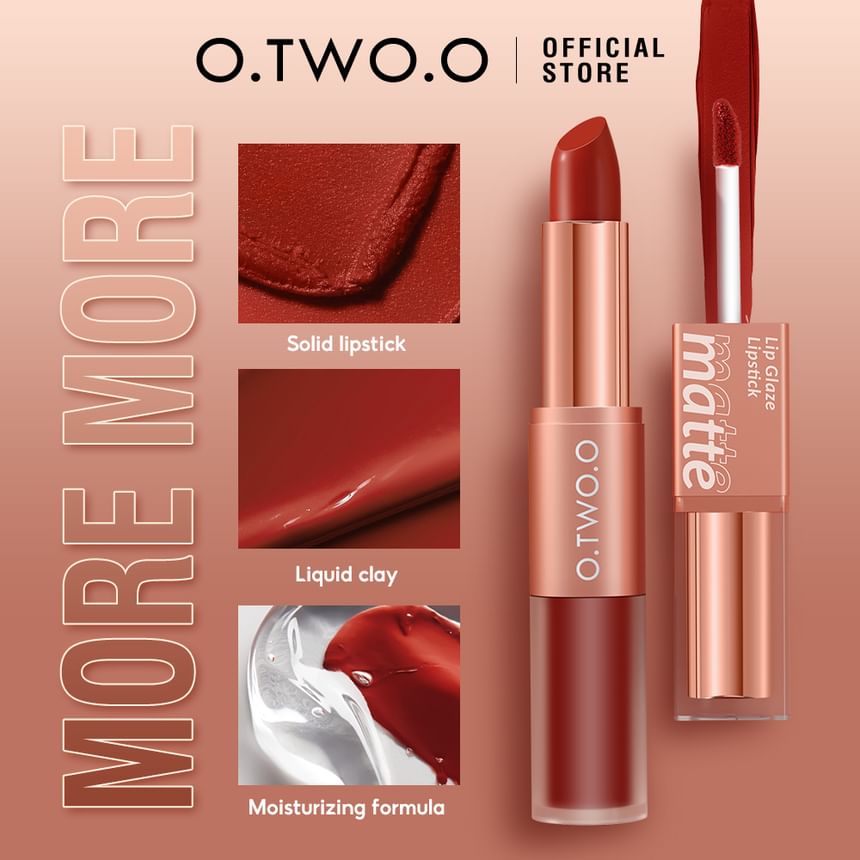 O.TWO.O - Nieuwe 2-in-1 lippenstift en lipmodder - 4 kleuren