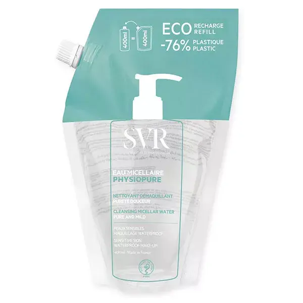 Água Micelar SVR Physiopure 400ml + Refil Ecológico 400ml para Pele Mista e Sensível