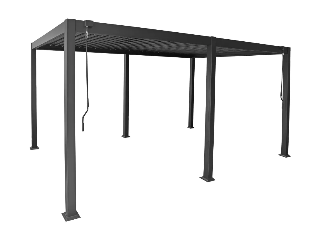 Pergola bioclimatique autoportante en aluminium avec lames orientables - 15 m² - anthracite - AMALFI