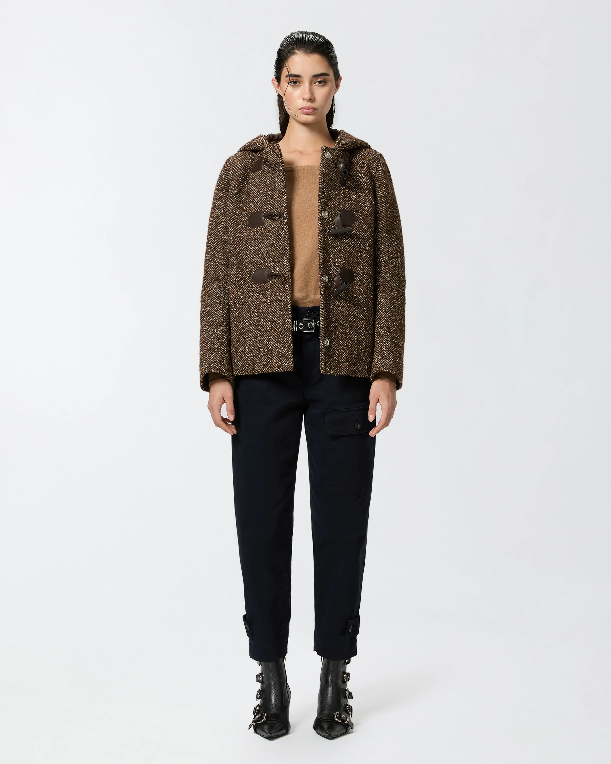 Pull mélangé avec logo brodé | Beige