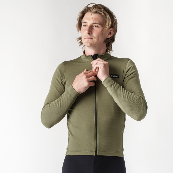 GripGrab EXPLR Merinotech Thermal langærmet cykeltrøje Olive Green herre