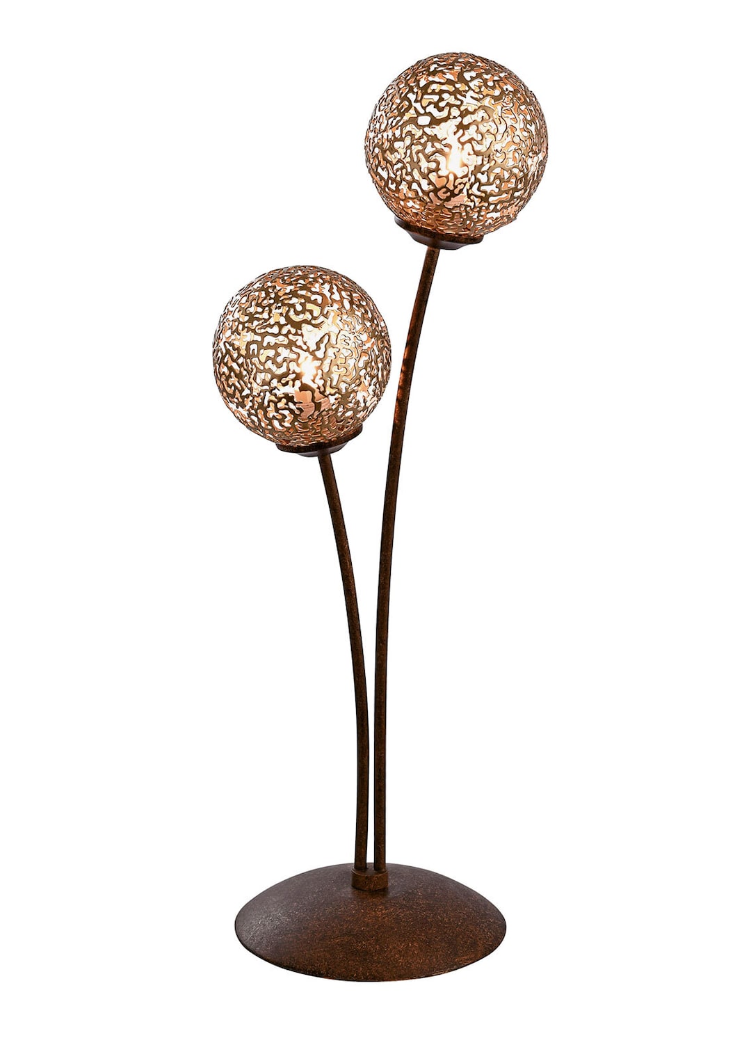 Paul Neuhaus Retrofit Tischlampe GRETA 2-flg rostfarbig/goldfarbig