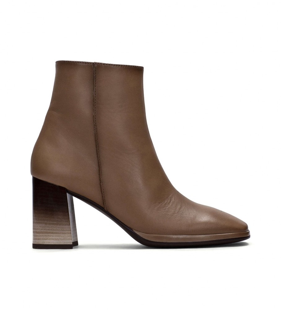 Botas de cano curto Hispanitas Monaco em couro marrom - Salto de 7 cm