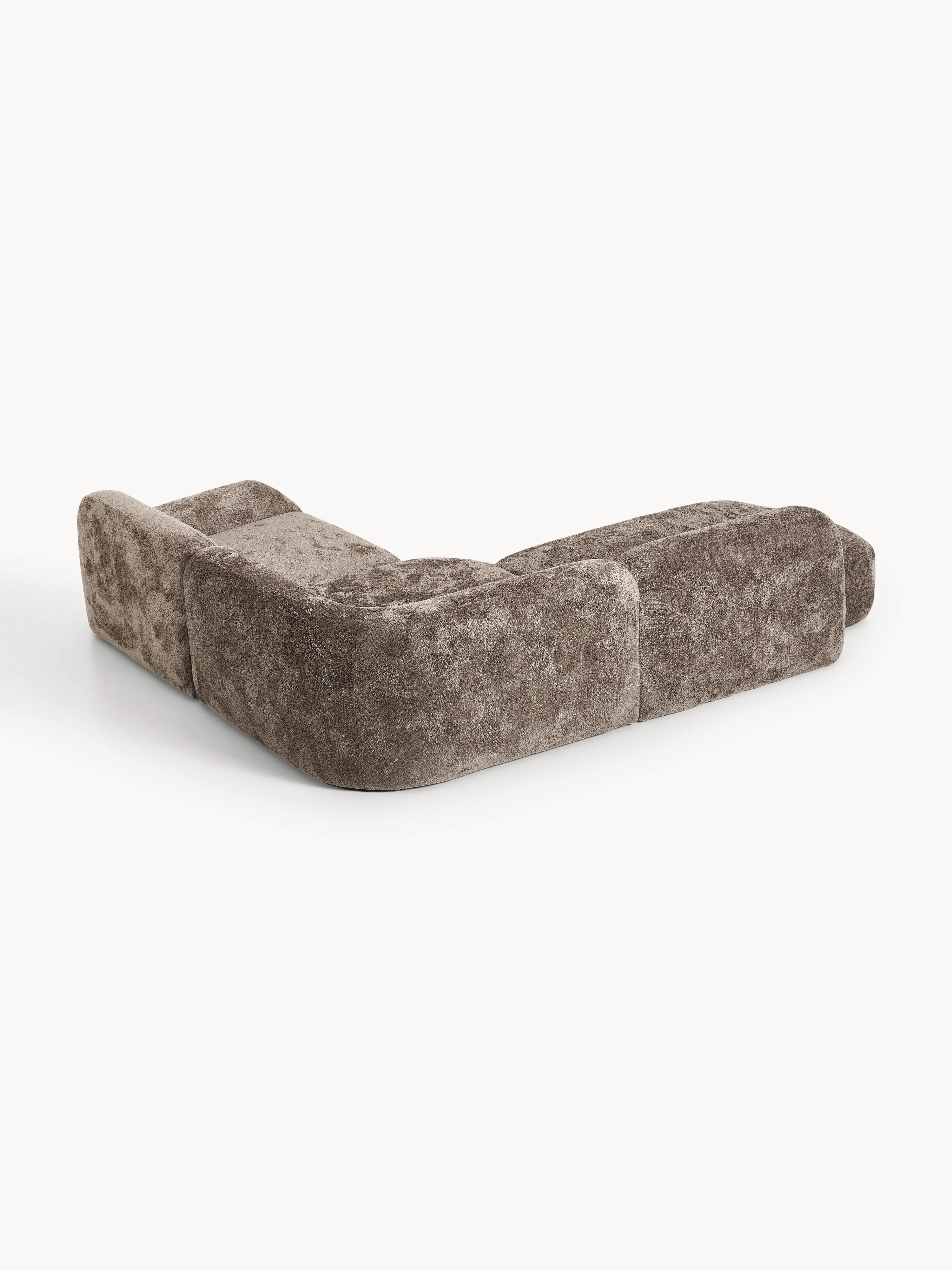 Modulaire teddy-bouclé hoekbank Wolke (4-zits) met chaise-longue