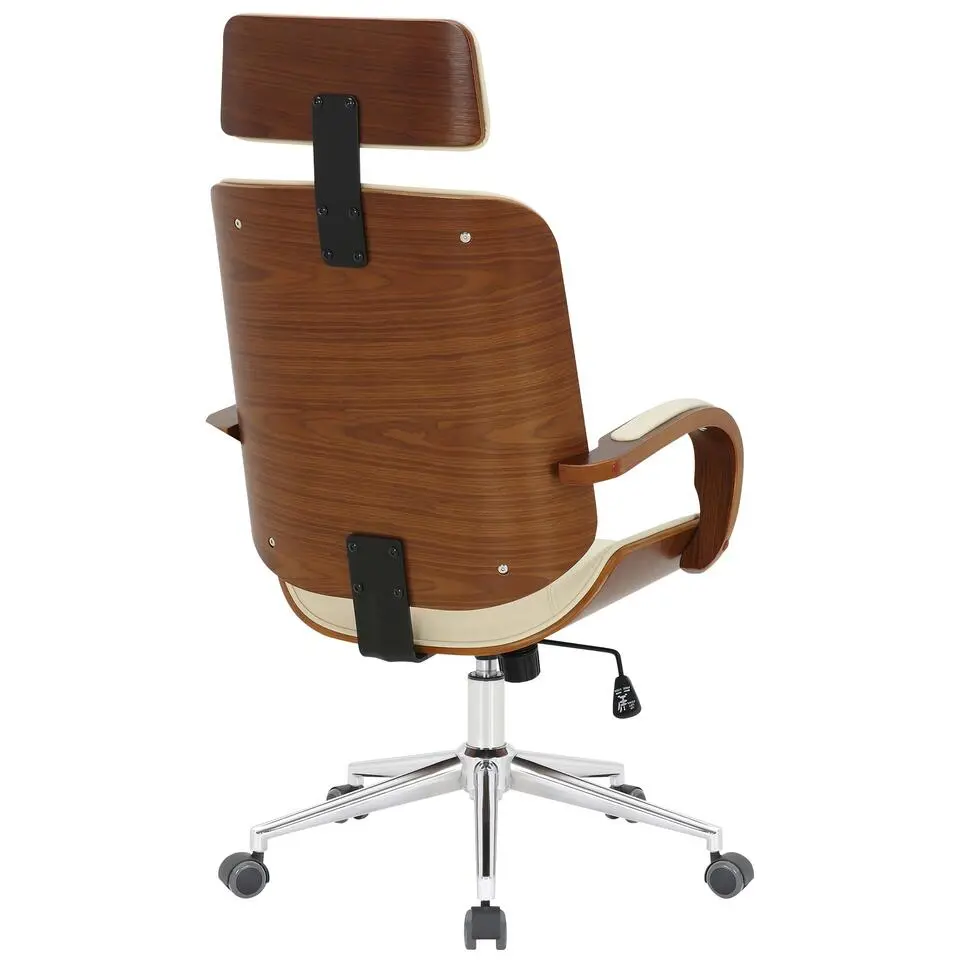 CLP Bureaustoel Dayton walnoot Frame - Kunstleer - walnoot/creme