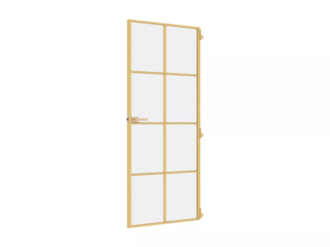 Porte intérieure mince doré 83x201,5 cm verre trempé aluminium