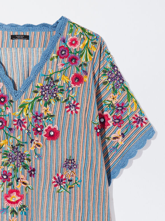 Caftan bordado com miçangas - Multicor