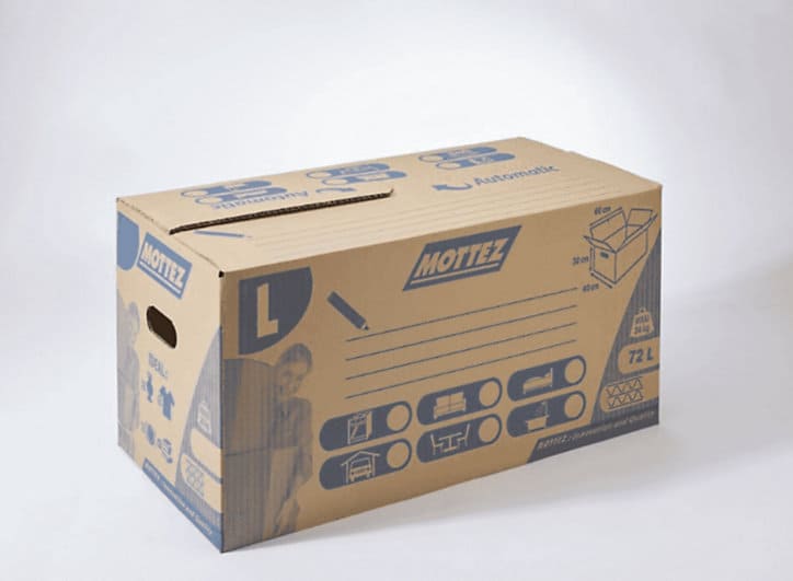 Carton de déménagement avec poignées 30 kg Mottez H. 30 x L. 60 x l. 40 cm, capacité 72 L