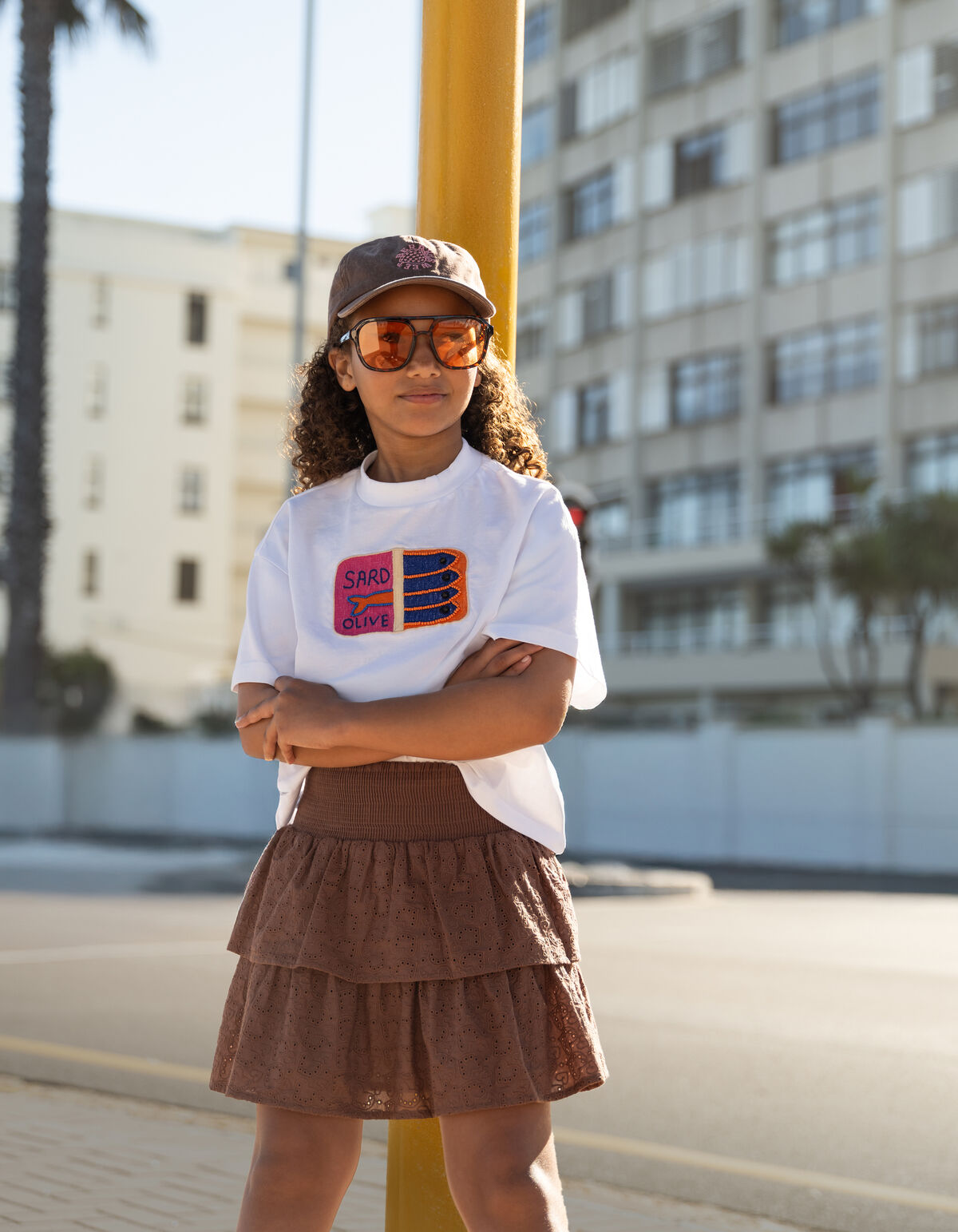 Embroidery Mini Rok Bruin
