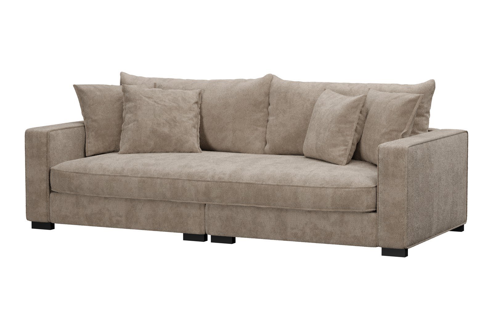 Rossi Lux 3-seter sofa (1 setepute) Tekstil Genesis 4 Beige, arm B med sorte ben. Lux Komfort.