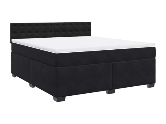 Sommier à lattes de lit avec matelas Noir 180x200 cm Velours