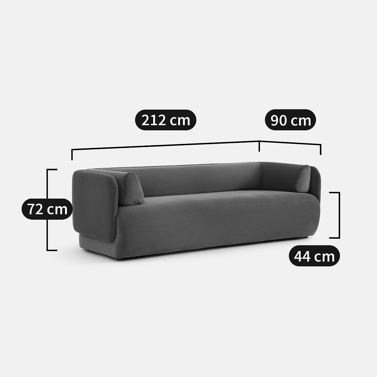 LA REDOUTE INTERIEURS<br>Banco, 3-zit em fluweel, Méridiano