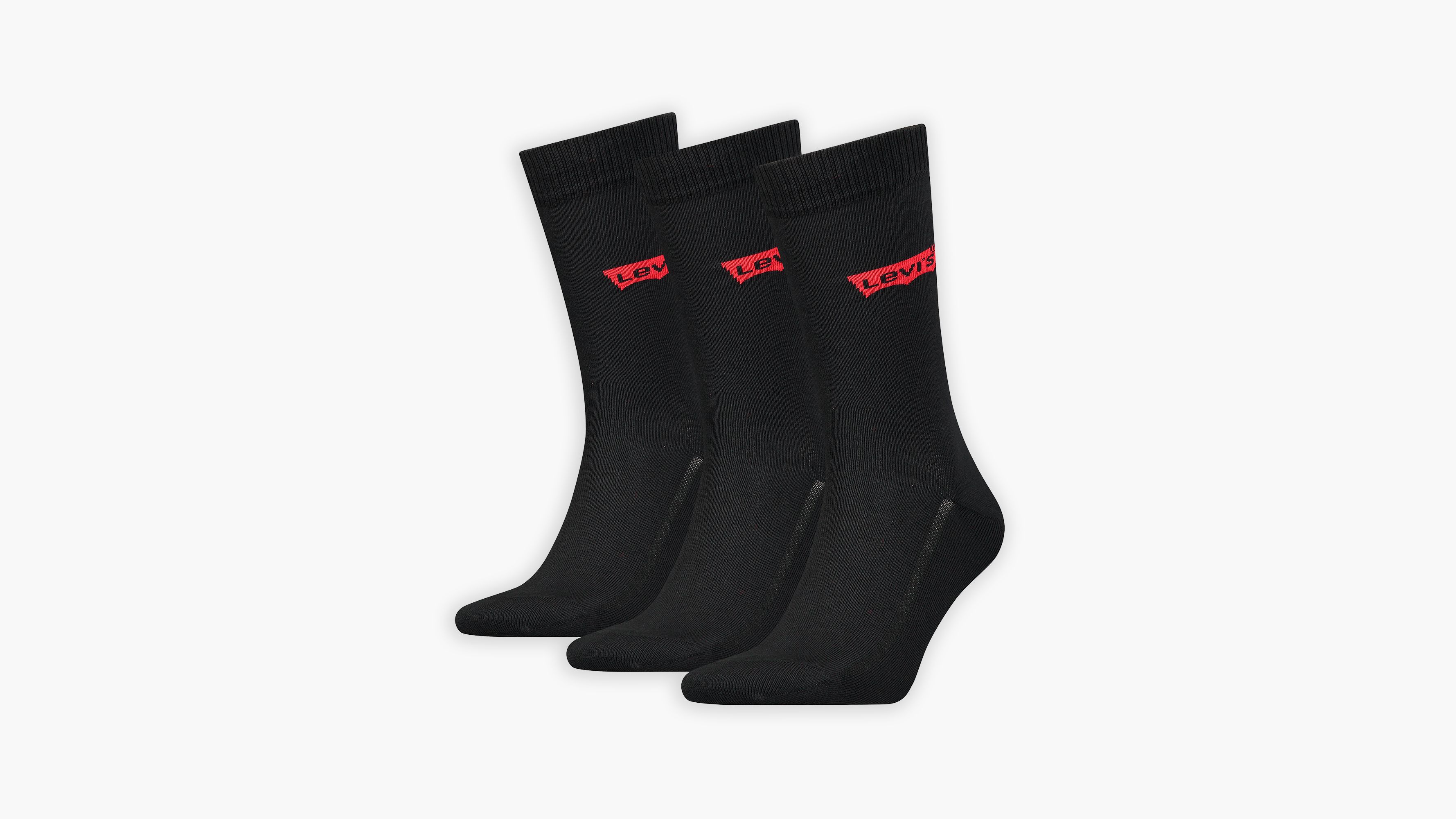 Levi's® Chaussettes standard en coton recyclé logo Batwing - Lot de 3 - Black - Noir
