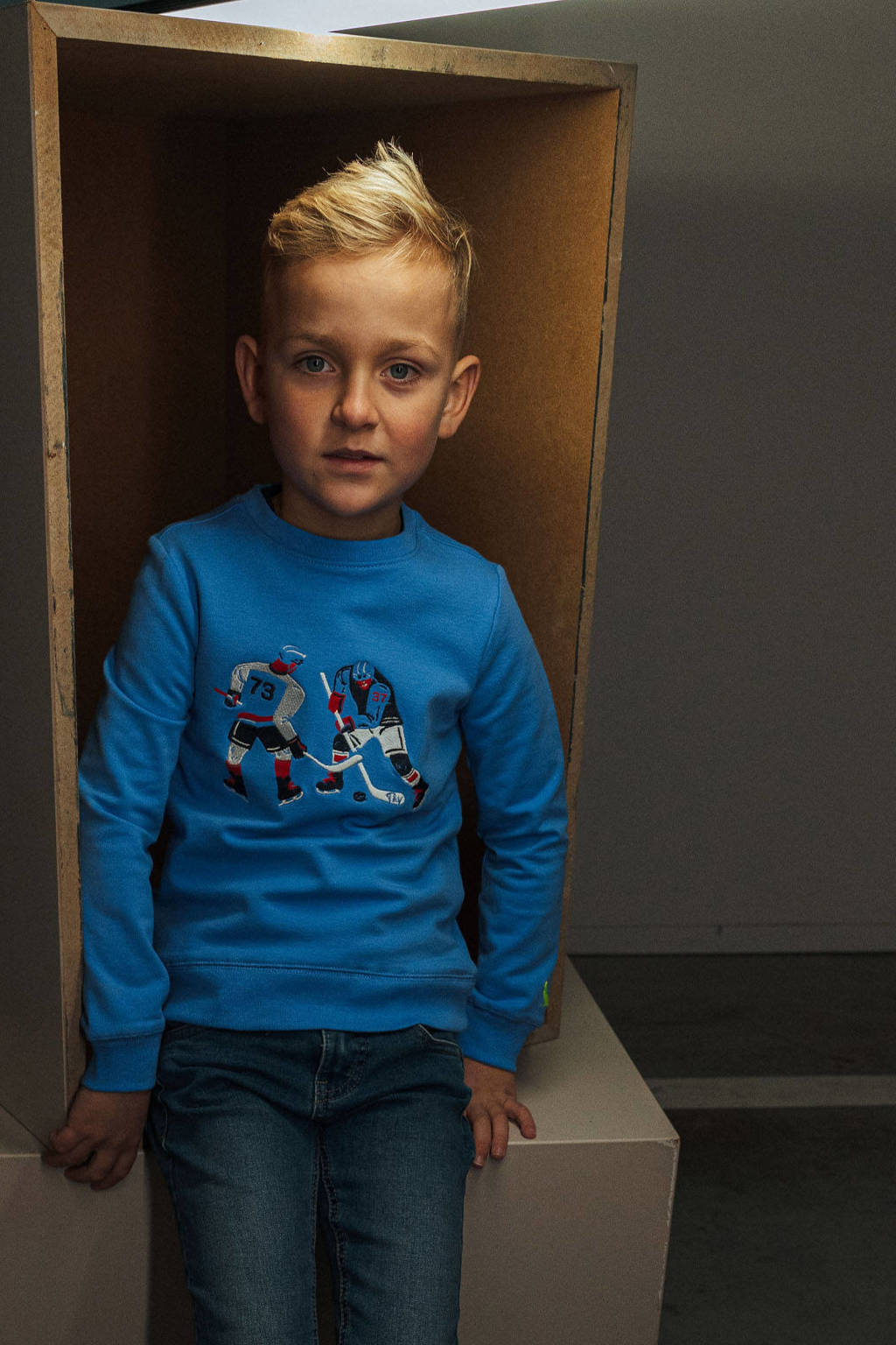TYGO & vito sweater Safa met printopdruk helderblauw