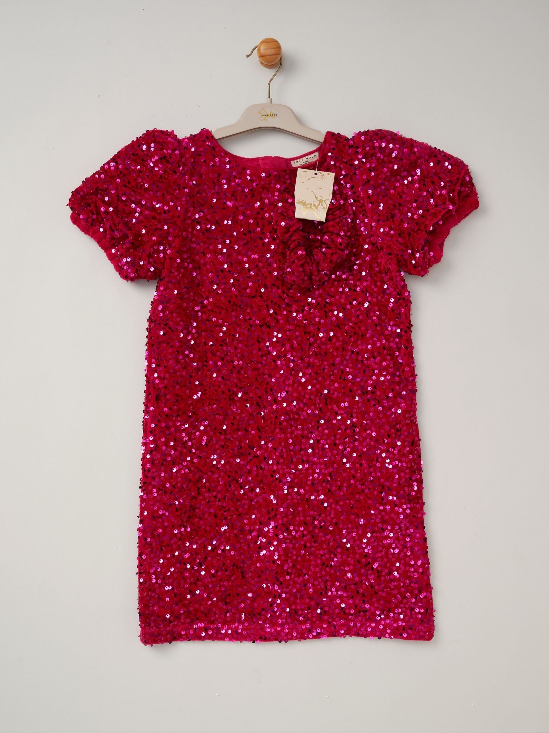 Miss Red Sequin Shift Dress and Matching Scrunchie Outfit Set