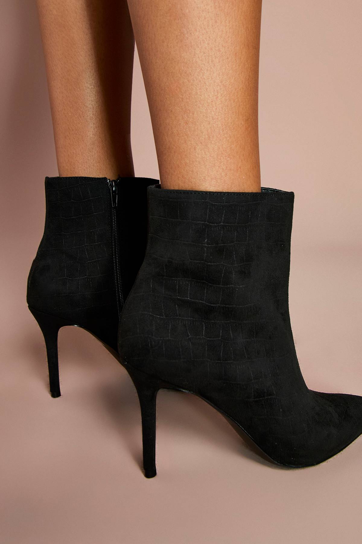 Coast Bottines Harper à Talon Aiguille Haut en Daim Synthétique Effet Croco