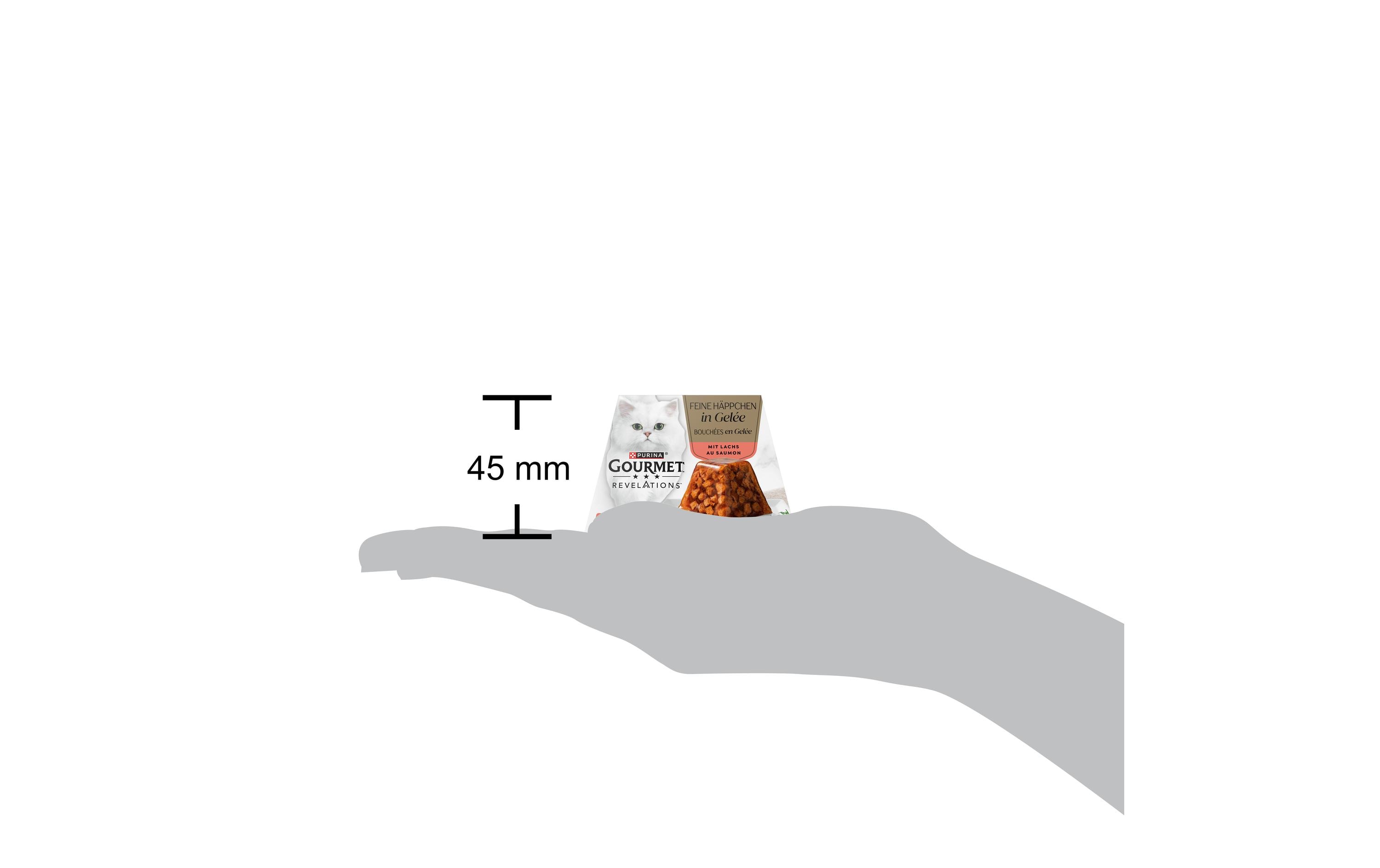 Nassfutter Revelations Feine Häppchen Gelée Lachs 4 x 57gAlleinfuttermittel für ausgewachsene Katzen