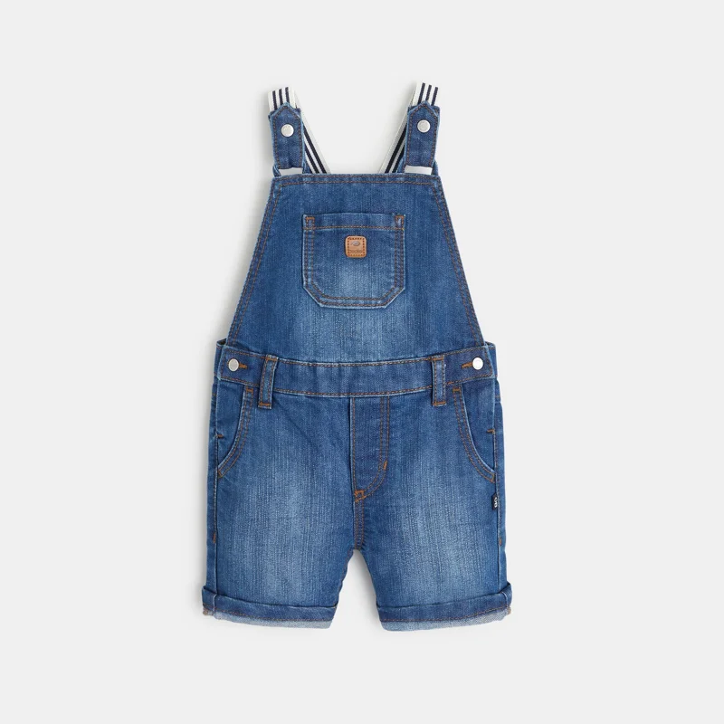 Salopette courte denim et t-shirt tunisien bleue bébé garçon Bleu