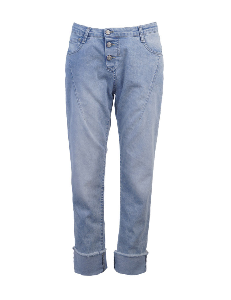 PLEASE JEAN TAILLE HAUTE REVERS APPARENTS BLEU DENIM