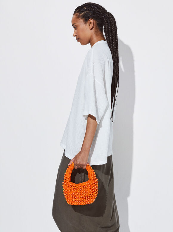 Bolsa com detalhes em joias - Laranja