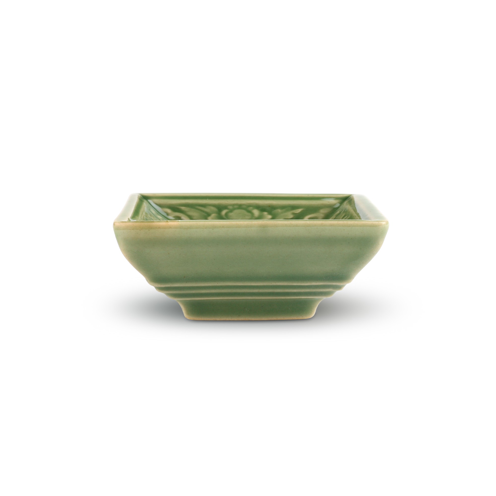 Schale quadratisch, grün, T 7 cm, B 7 cm, H 2,5 cm zu 3,50