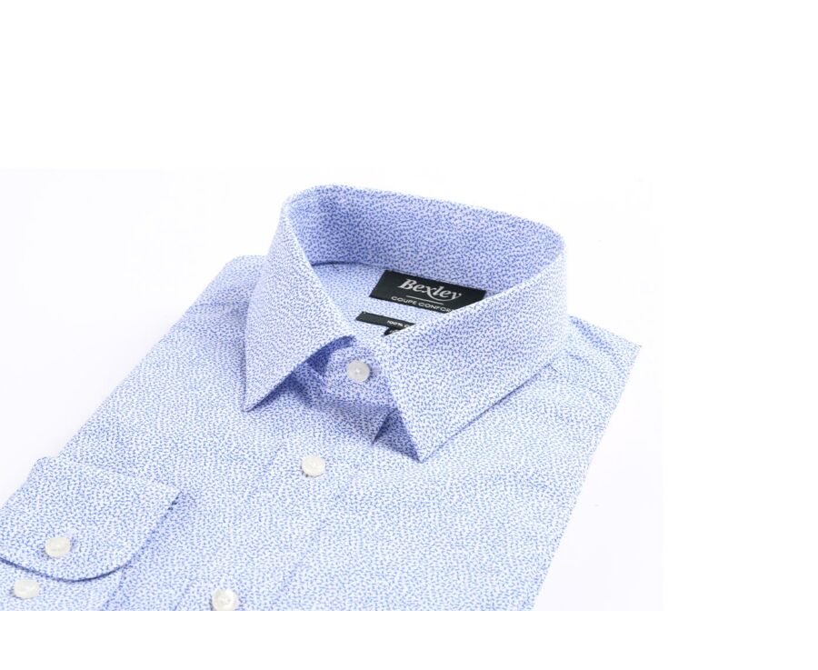 Chemise coton blanche imprimée motifs bleus - TALBERT