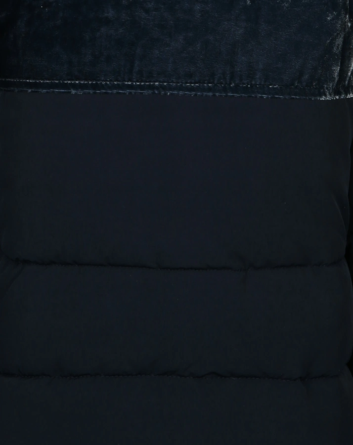 Steppmantel VELVET mit Kapuze in dunkelblau