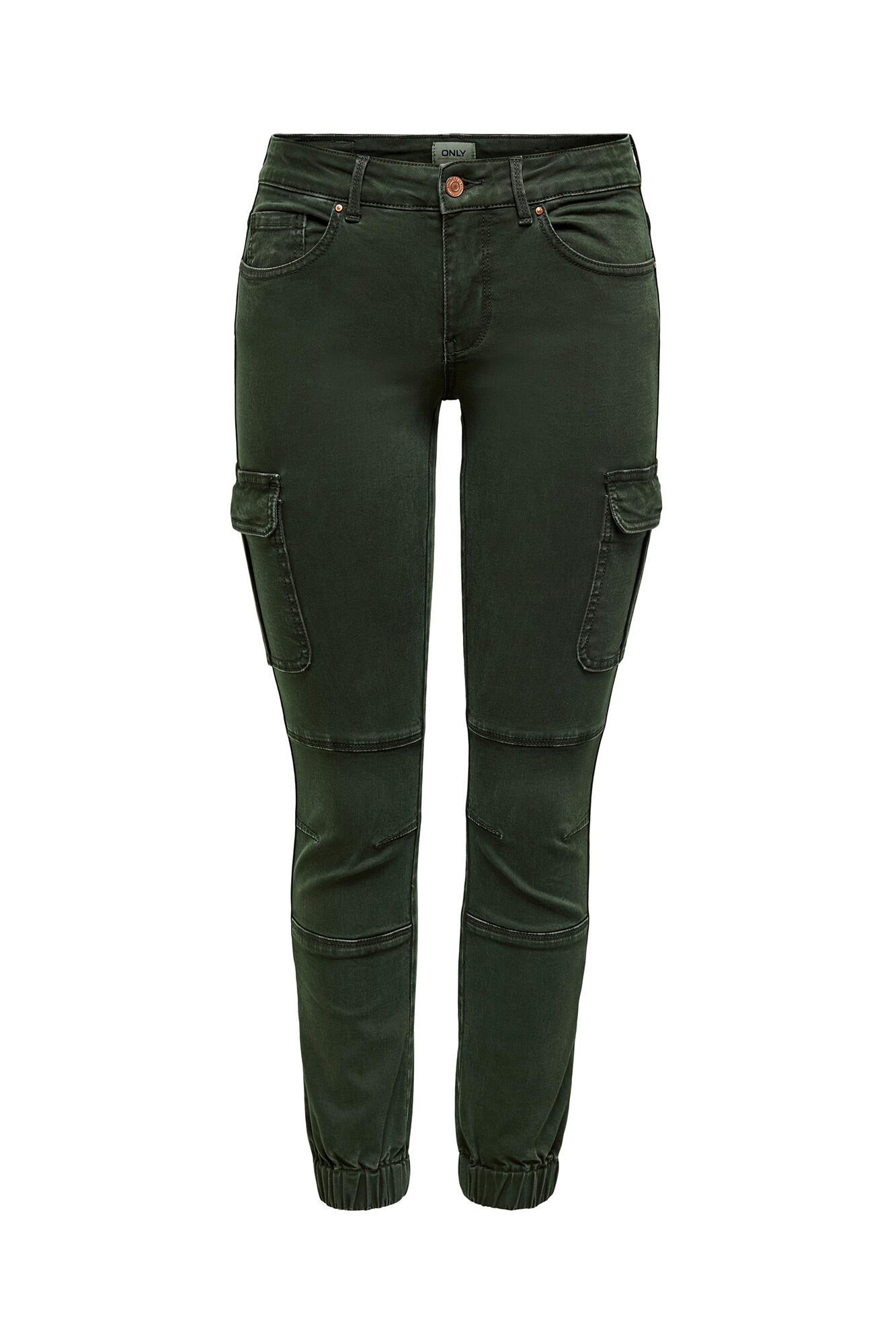 Calça jeans cargo skinny com bolsos laterais