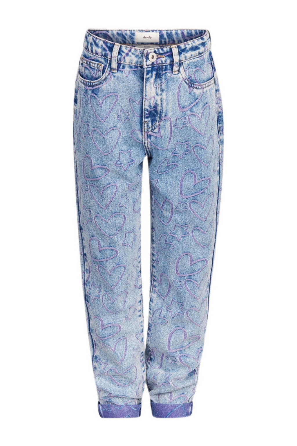 Shoeby mom jeans met hartjes blue denim