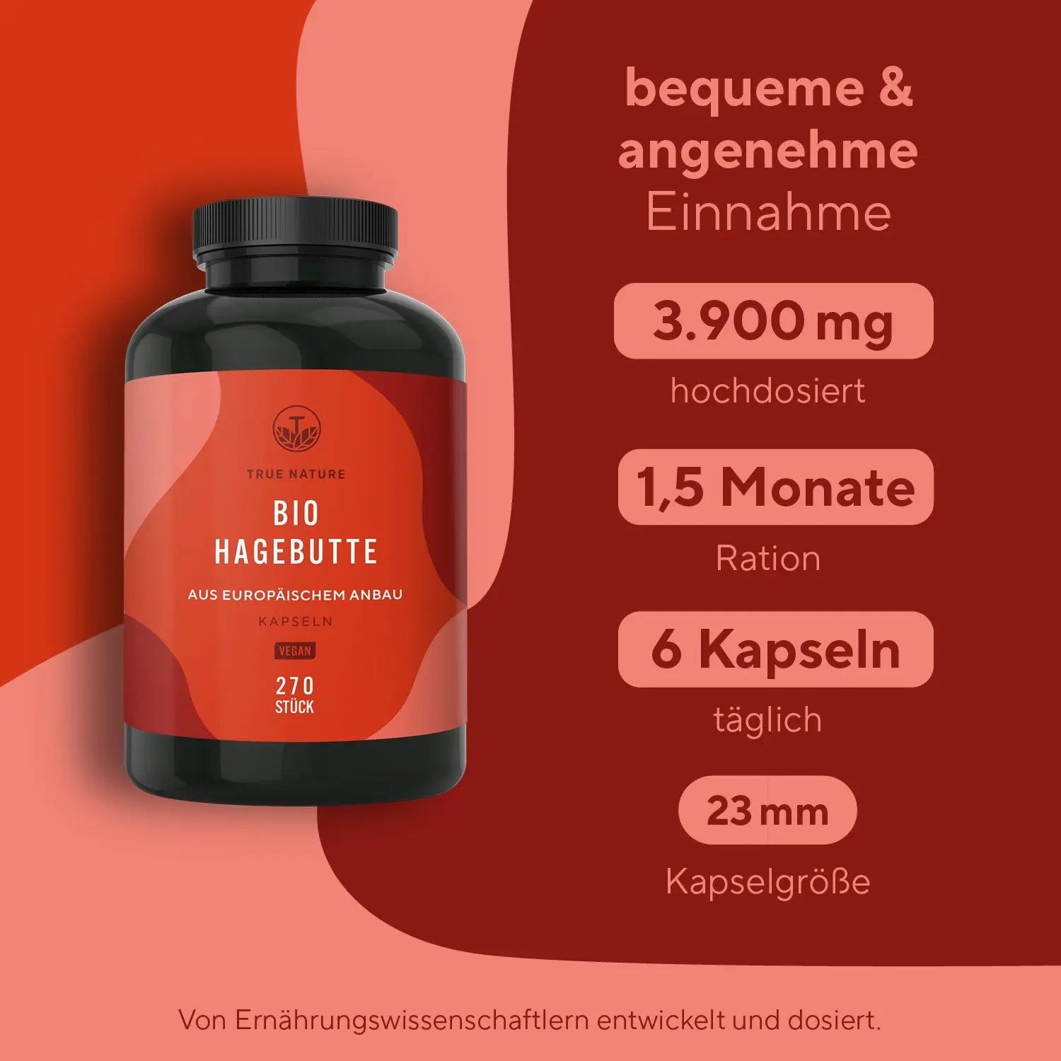 TRUE NATURE® Bio Hagebutte Kapseln - Europäischer Anbau