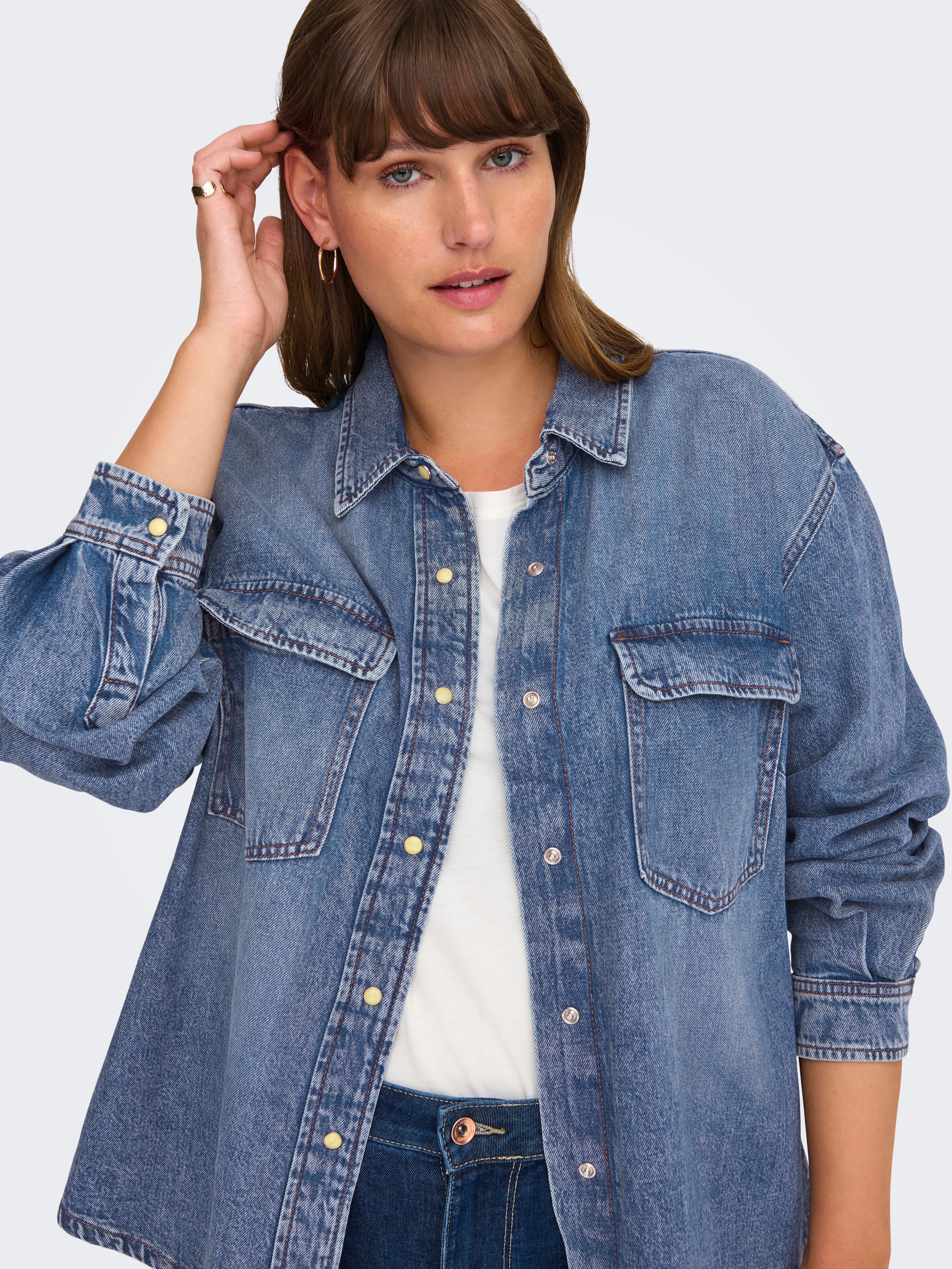 CARBROADWAY Jeanshemd Medium Blue Denim