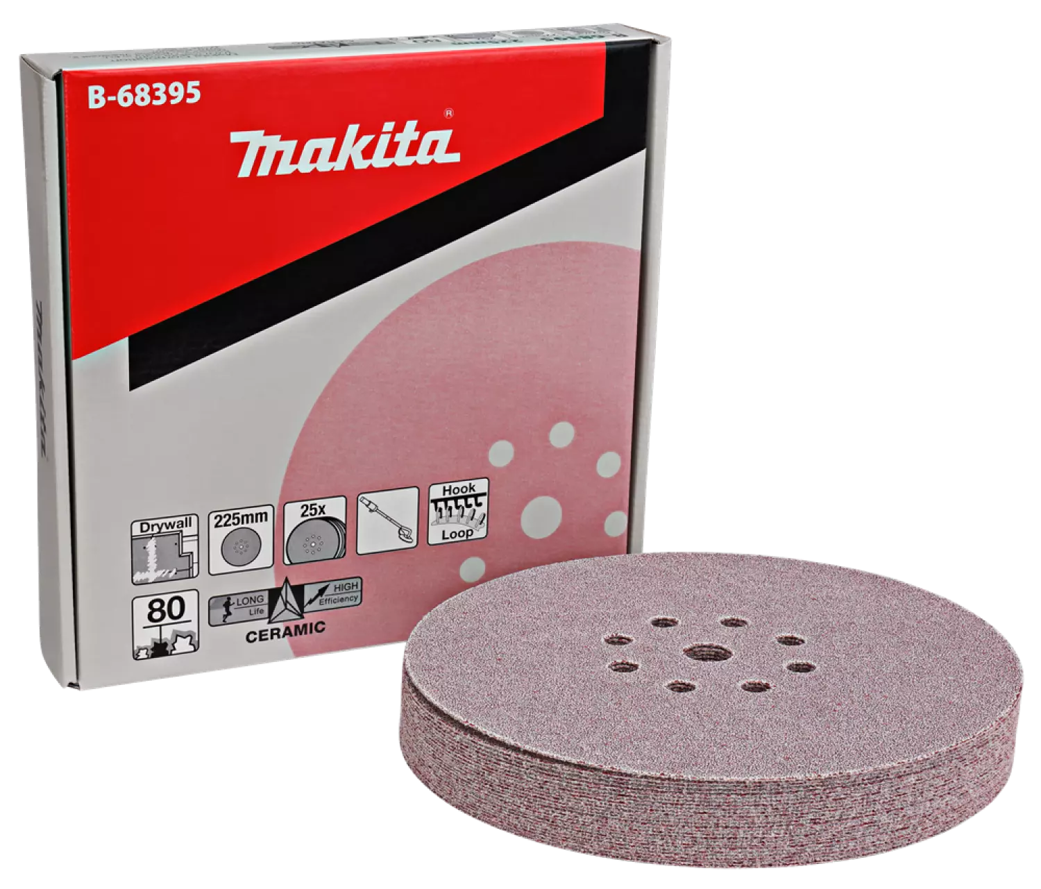 Makita B-68395 Schuurschijf velcro - 225mm - K80 (25st.)