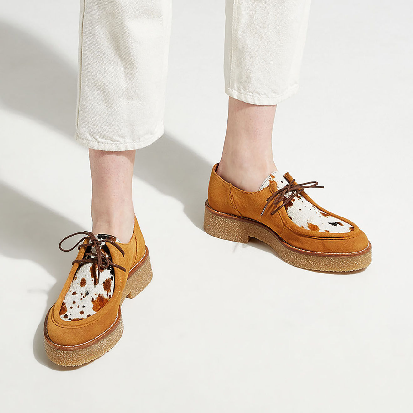 Galeries Lafayette Derbies en Cuir camel