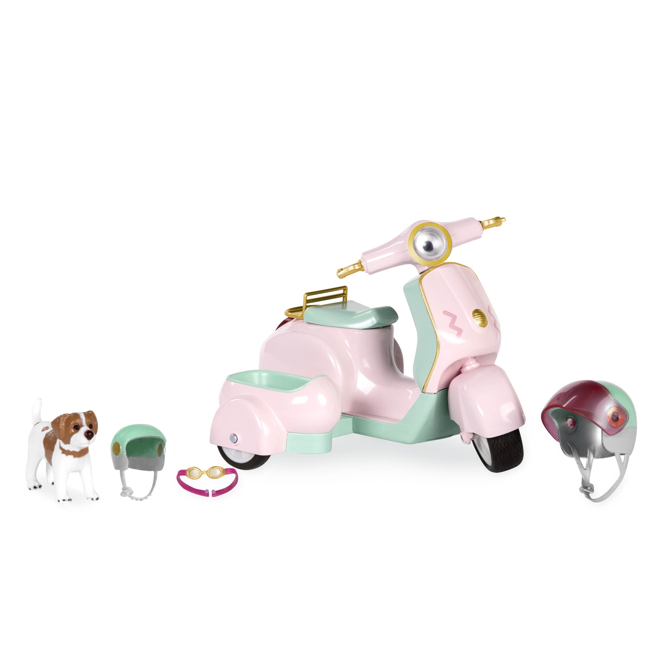LORI Retro Roller mit Seitenwagen und Hund