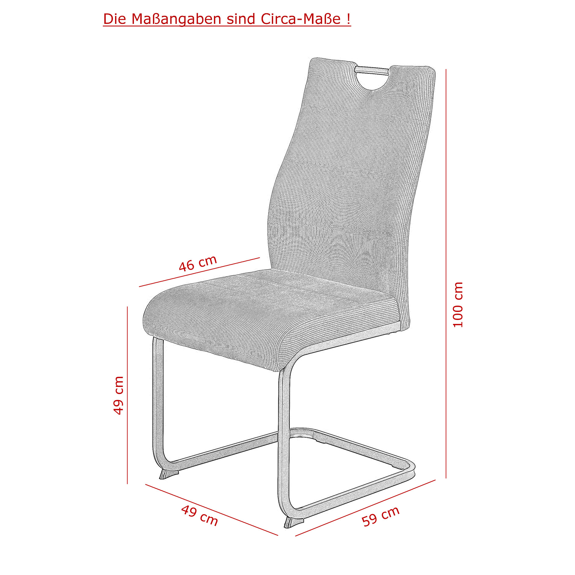 Schwingstuhl - anthrazit - Cord - XL-Sitzbreite