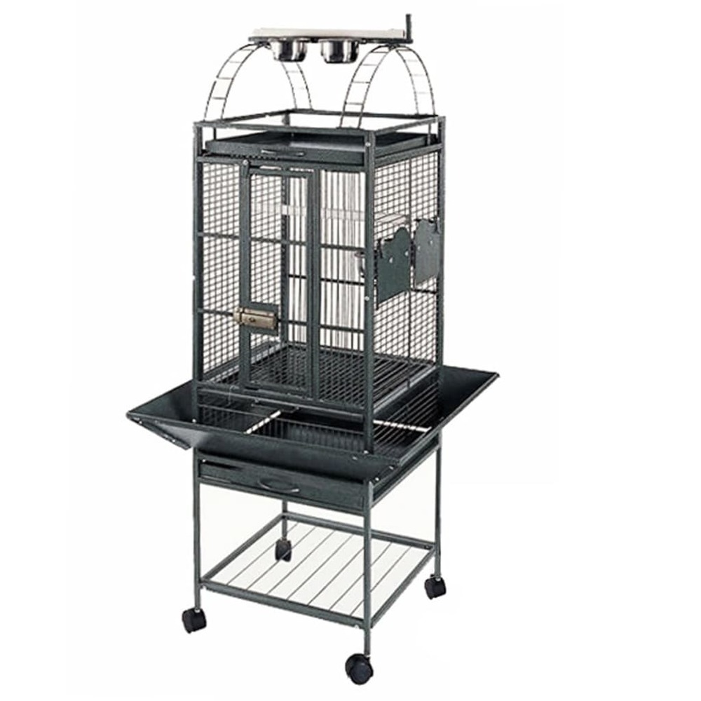 Cage pour perroquet villa helios gris métallisé 46x46x149 cm