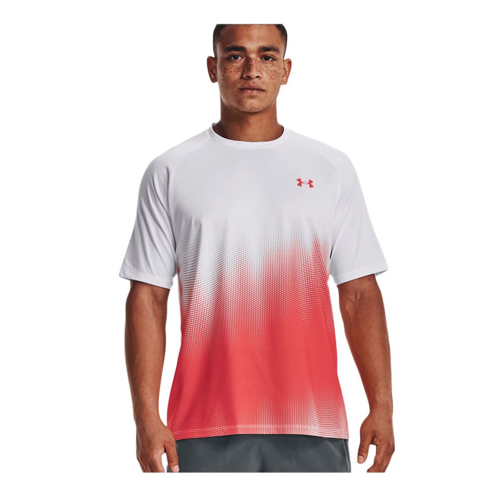 Under Armour UA TECH FADE - Maillot Homme white/vermillion/vermillion