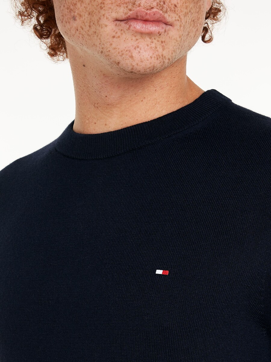 TOMMY HILFIGER<br>Suéter de gola redonda em algodão pima e cashmere
