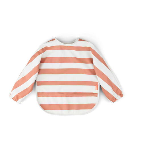 Bavoir à Manches avec Poche STRIPES Papaye - DONE BY DEER