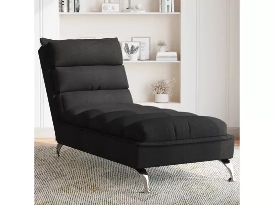 Prolenta Premium - Chaise longue avec coussins noir tissu