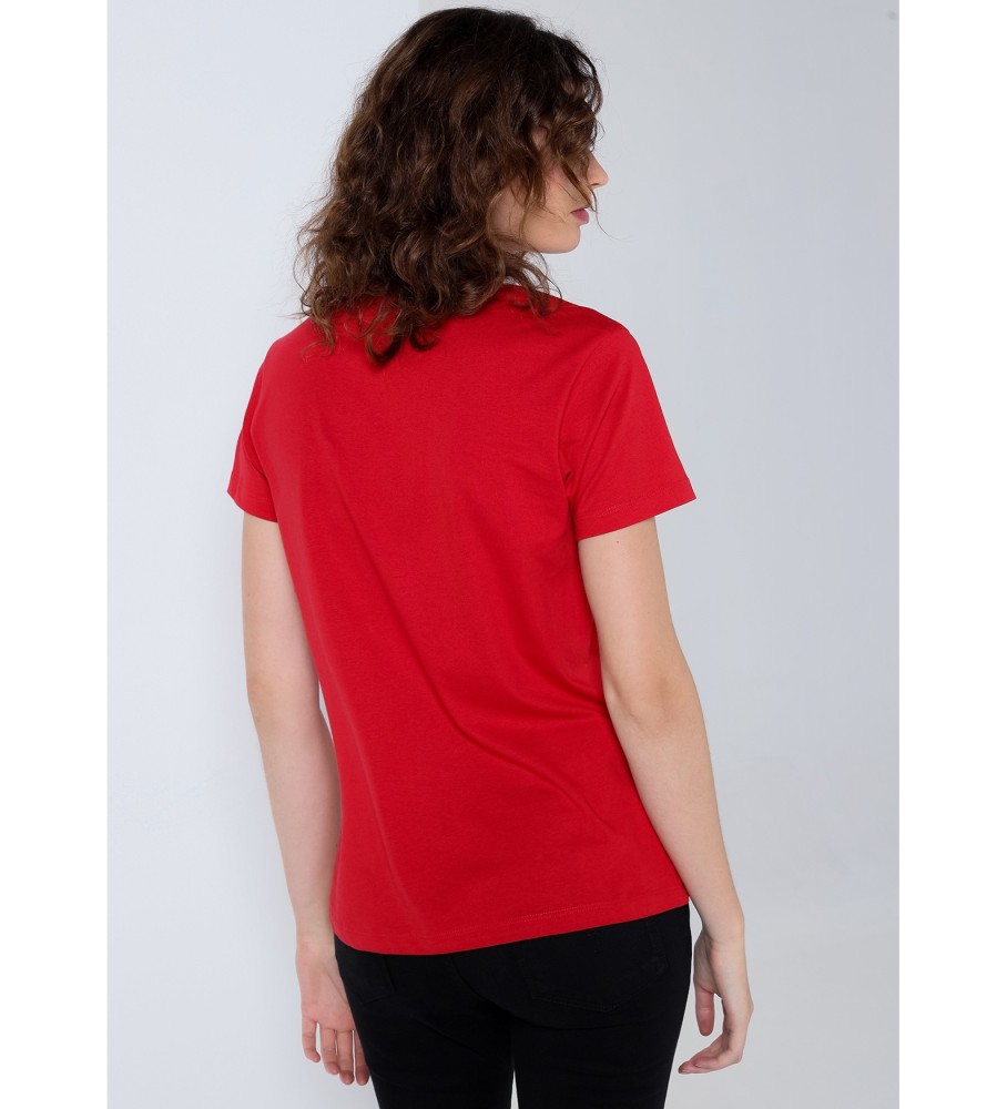Camiseta Lois de manga curta com estampa em relevo vermelha
