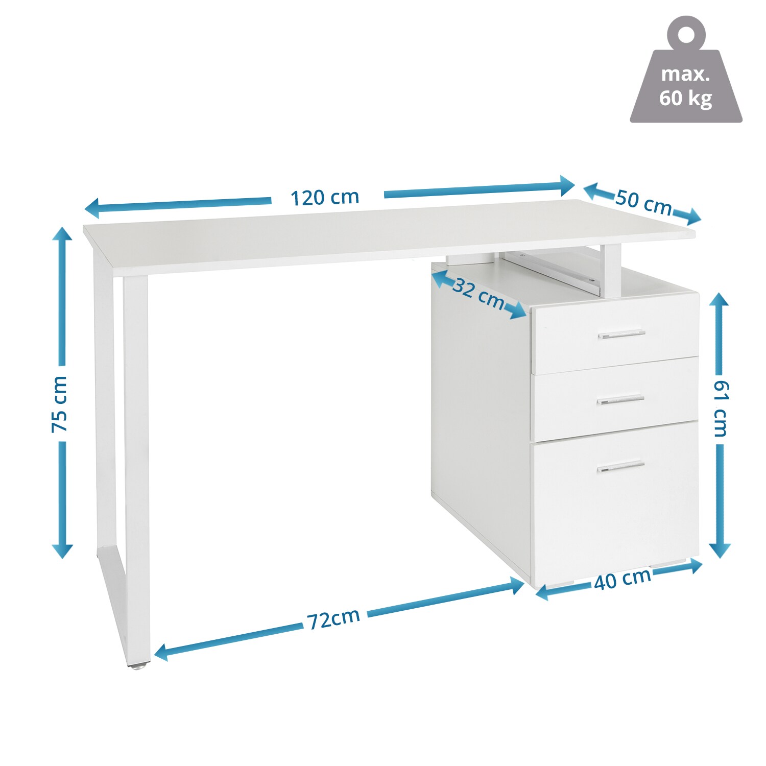 Schreibtisch EASY WORK V Melaminharzbeschichtete Spanplatte, Gestell pulverbeschichteter Stahl hjh OFFICE