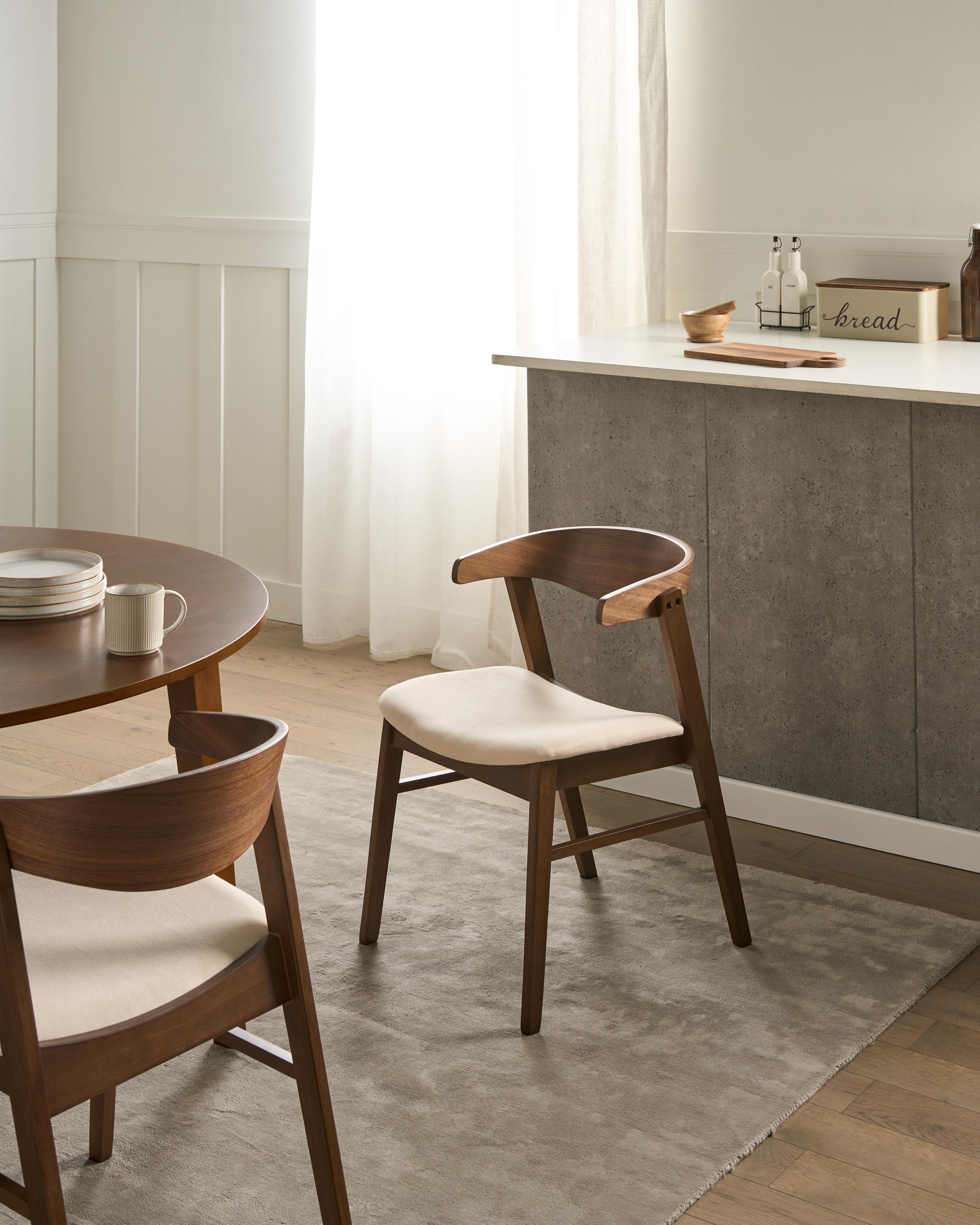 Set van 2 eetkamerstoelen LILLY Gebroken wit/donkerbruin