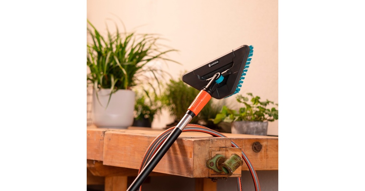 GARDENACleansystem steelborstel Hard Flex, borstel voor grotere, harde vlakken wasborstel  (Grijs/turquoise, 18814-20)