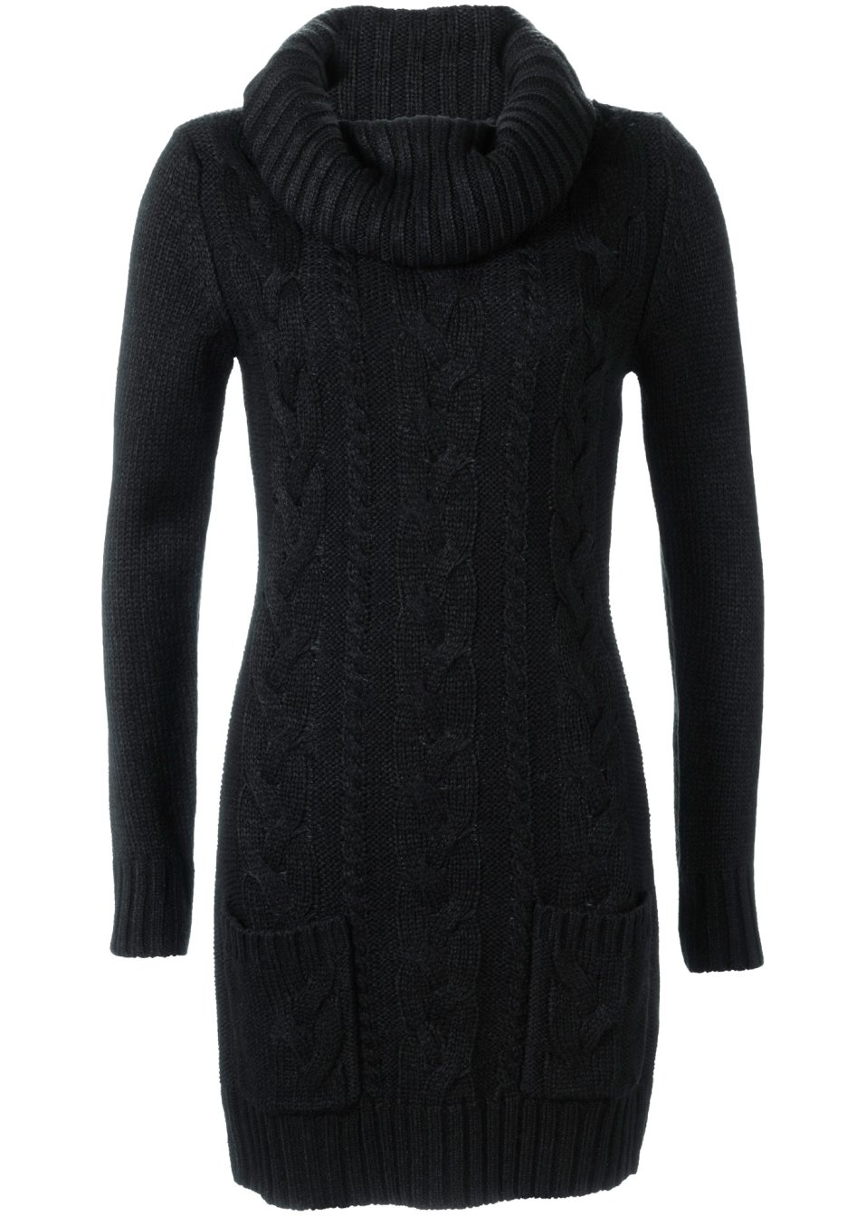 Robe en maille à col roulé et poches plaquées