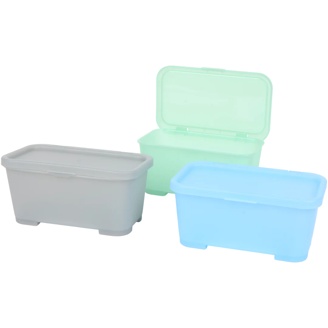 Opbergboxen met deksel 3 stuks | 17,5 x 10,5 x 8 cm | diverse kleuren