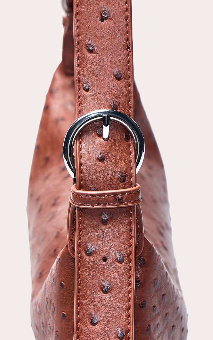 Marron Sac À Bandoulière Effet Autruche En Synthétique